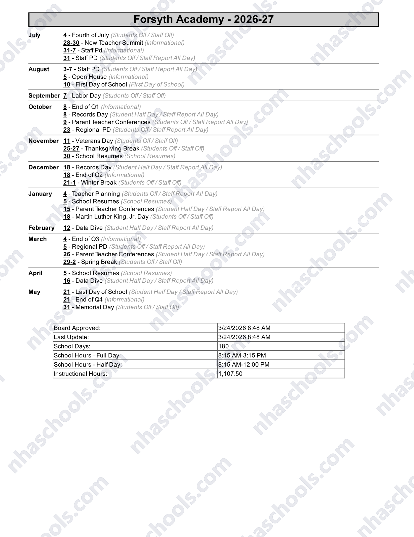 2026-2027 Calendar, page 2