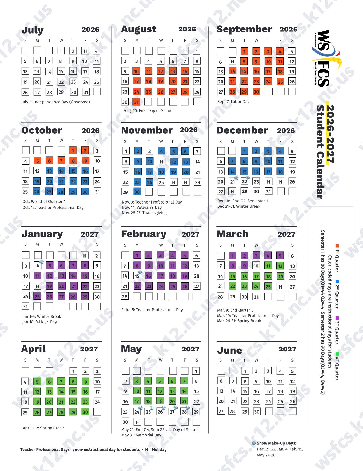 2026-2027 Calendar, page 1