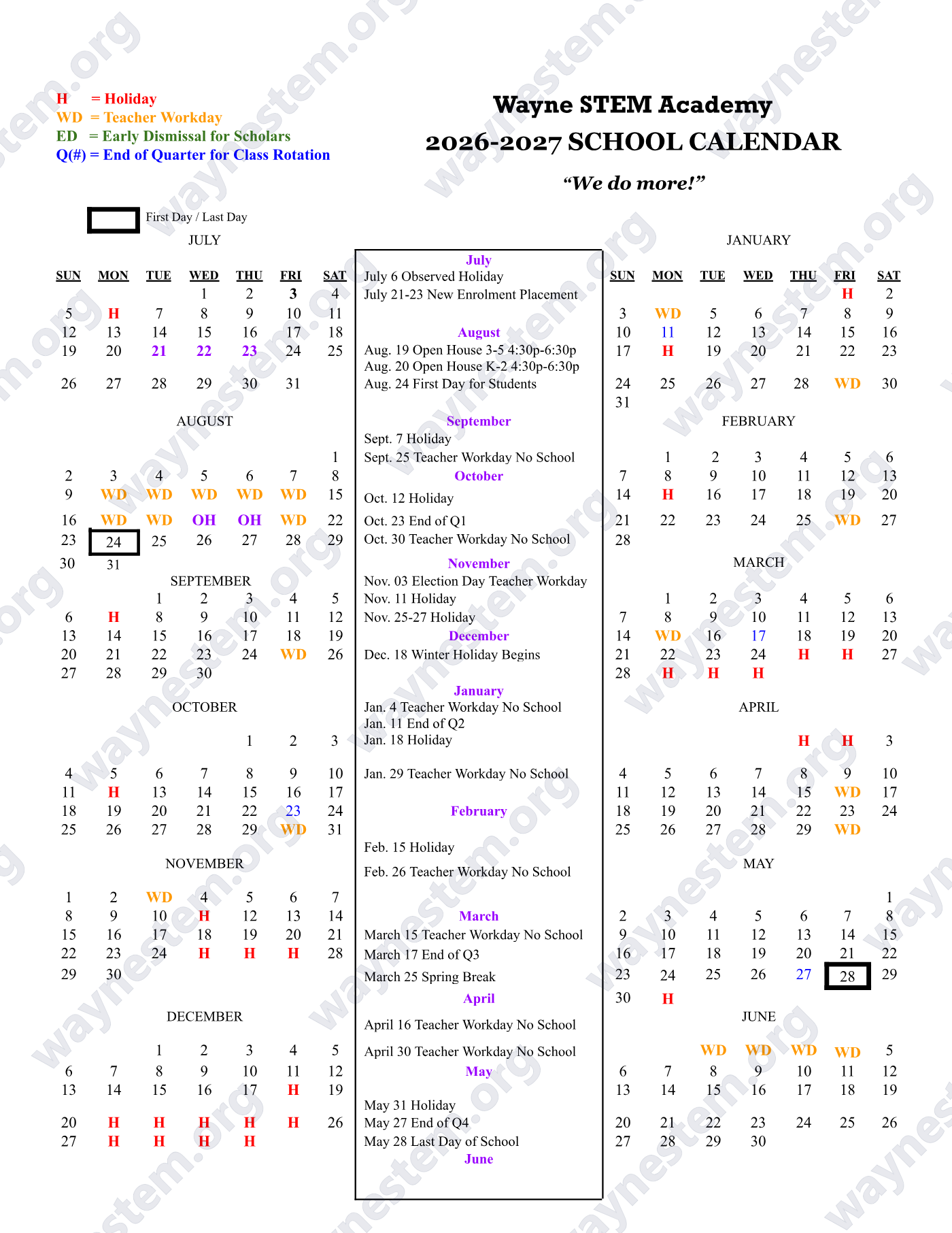 2026-2027 Calendar, page 1