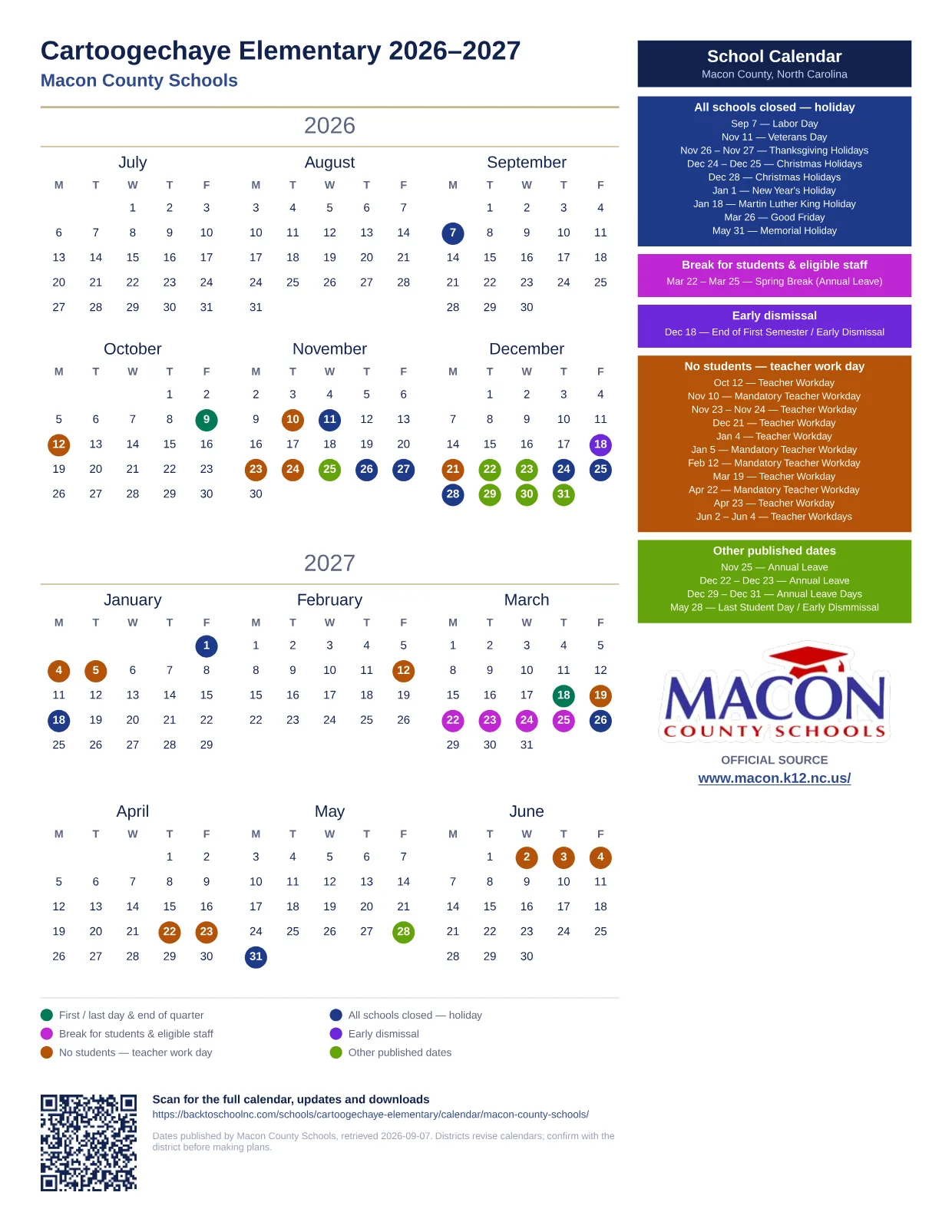 Cartoogechaye Elementary printable calendar