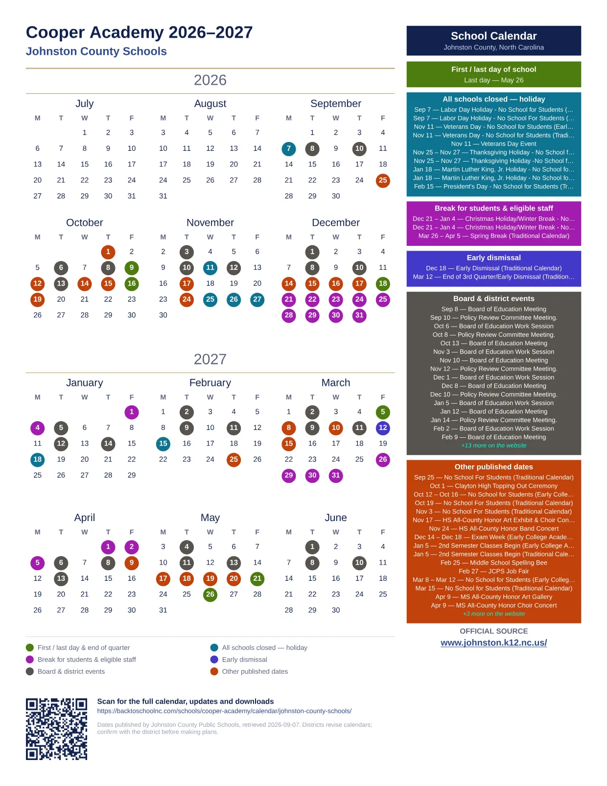 Cooper Academy  printable calendar