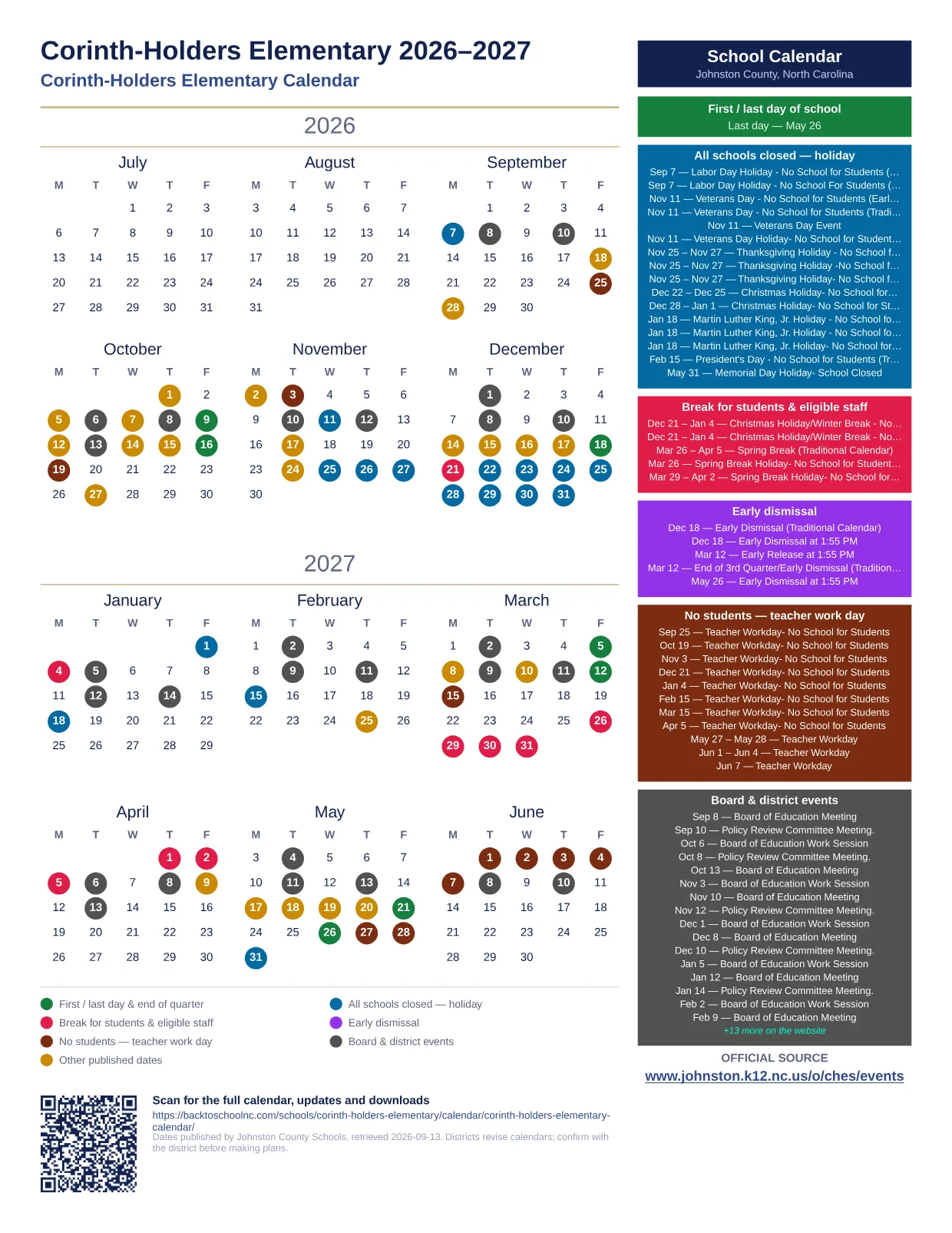 Corinth-Holders Elementary printable calendar