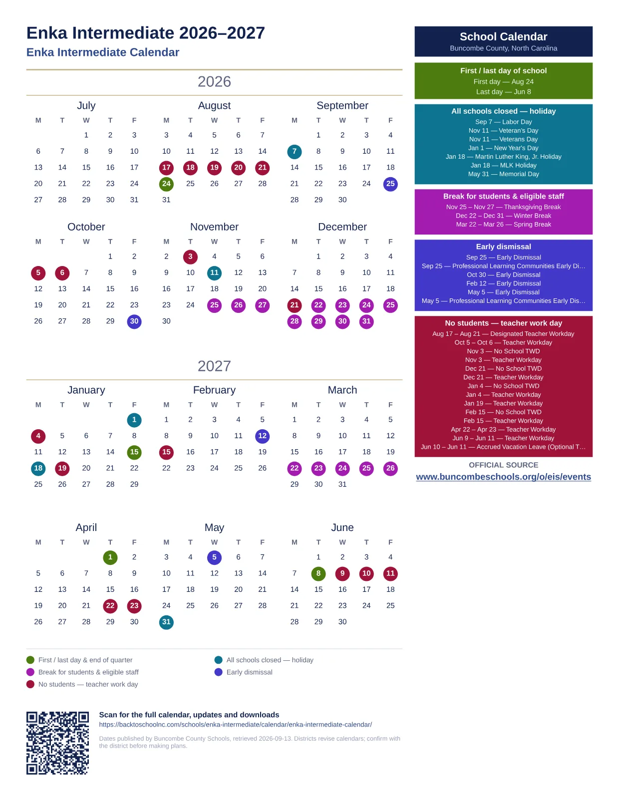 Enka Intermediate printable calendar