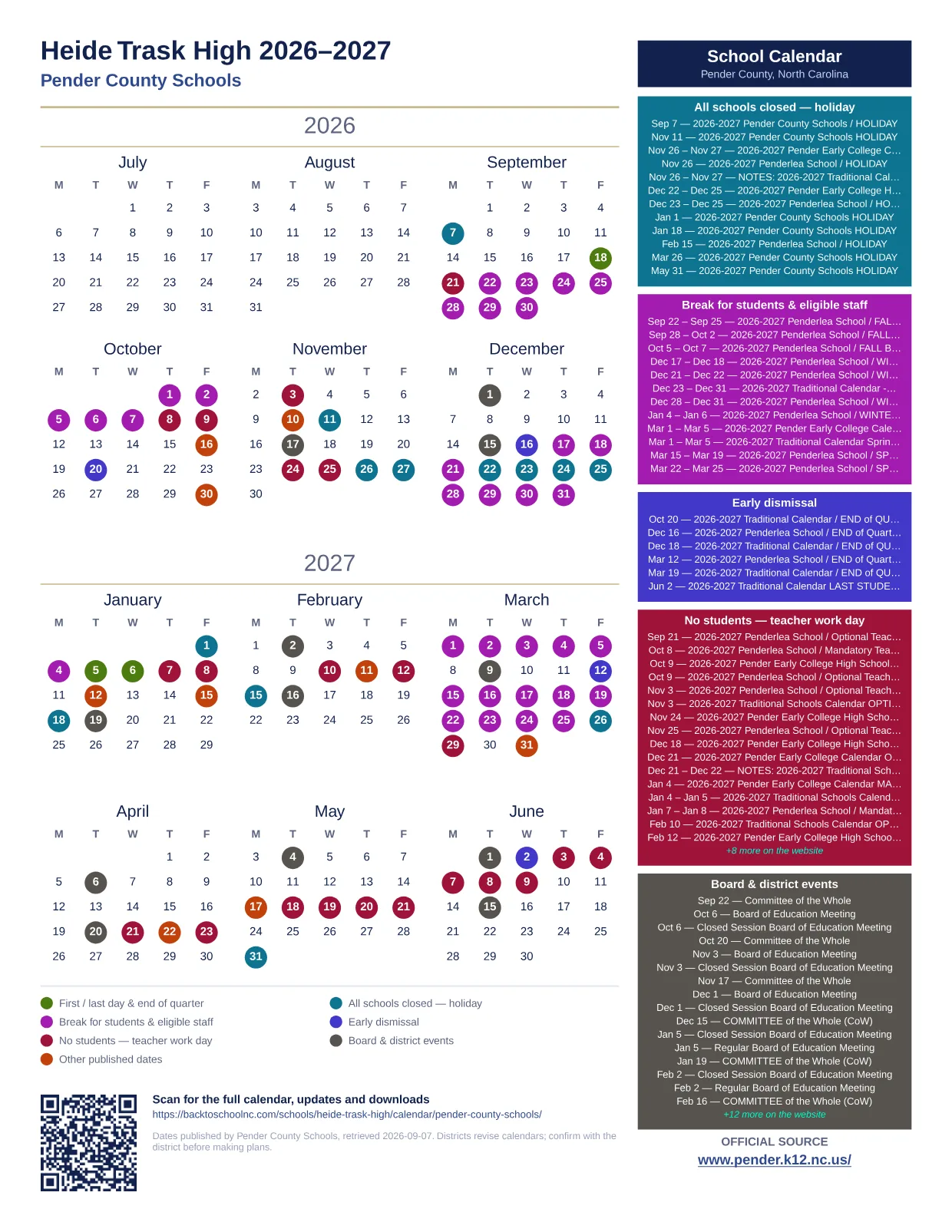 Heide Trask High  printable calendar