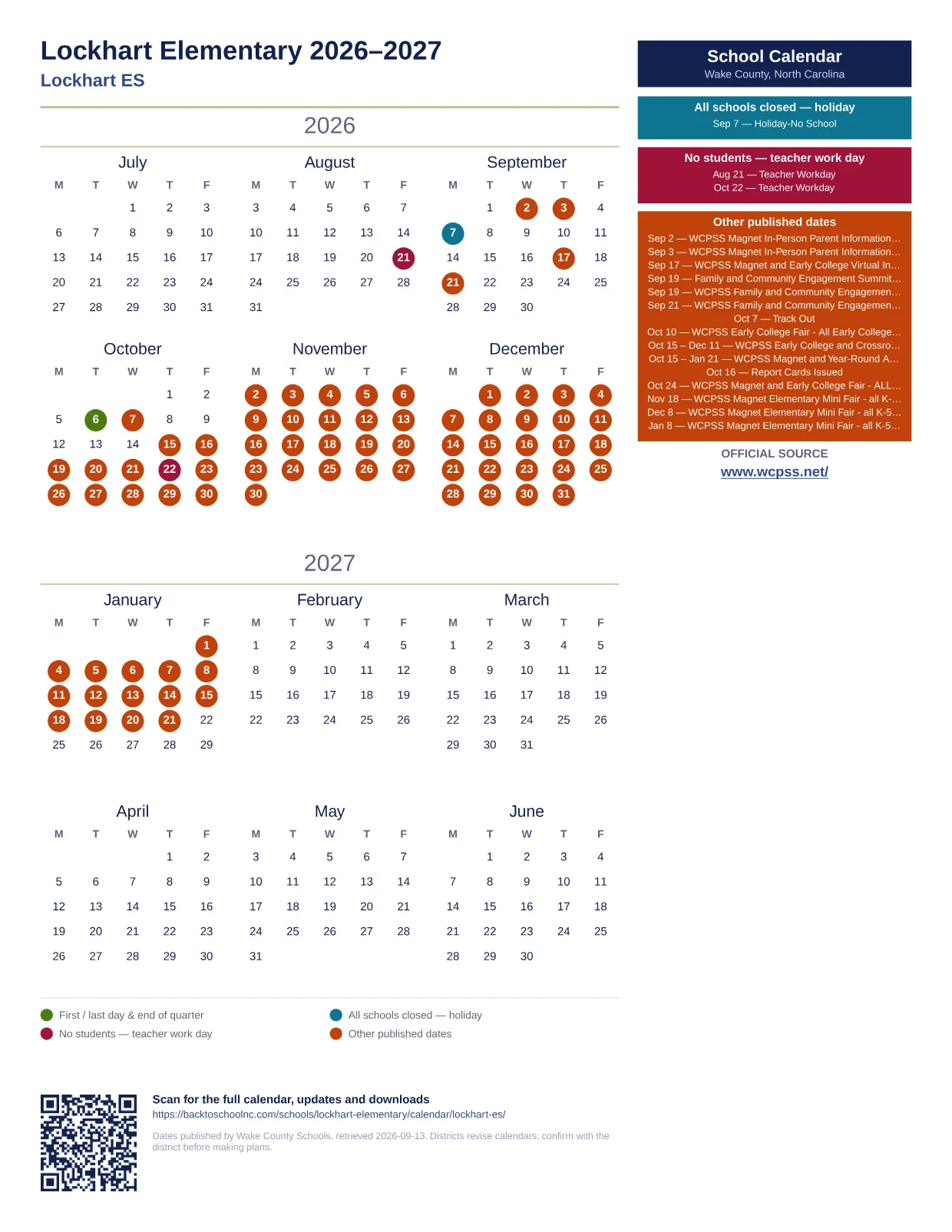 Lockhart Elementary  printable calendar