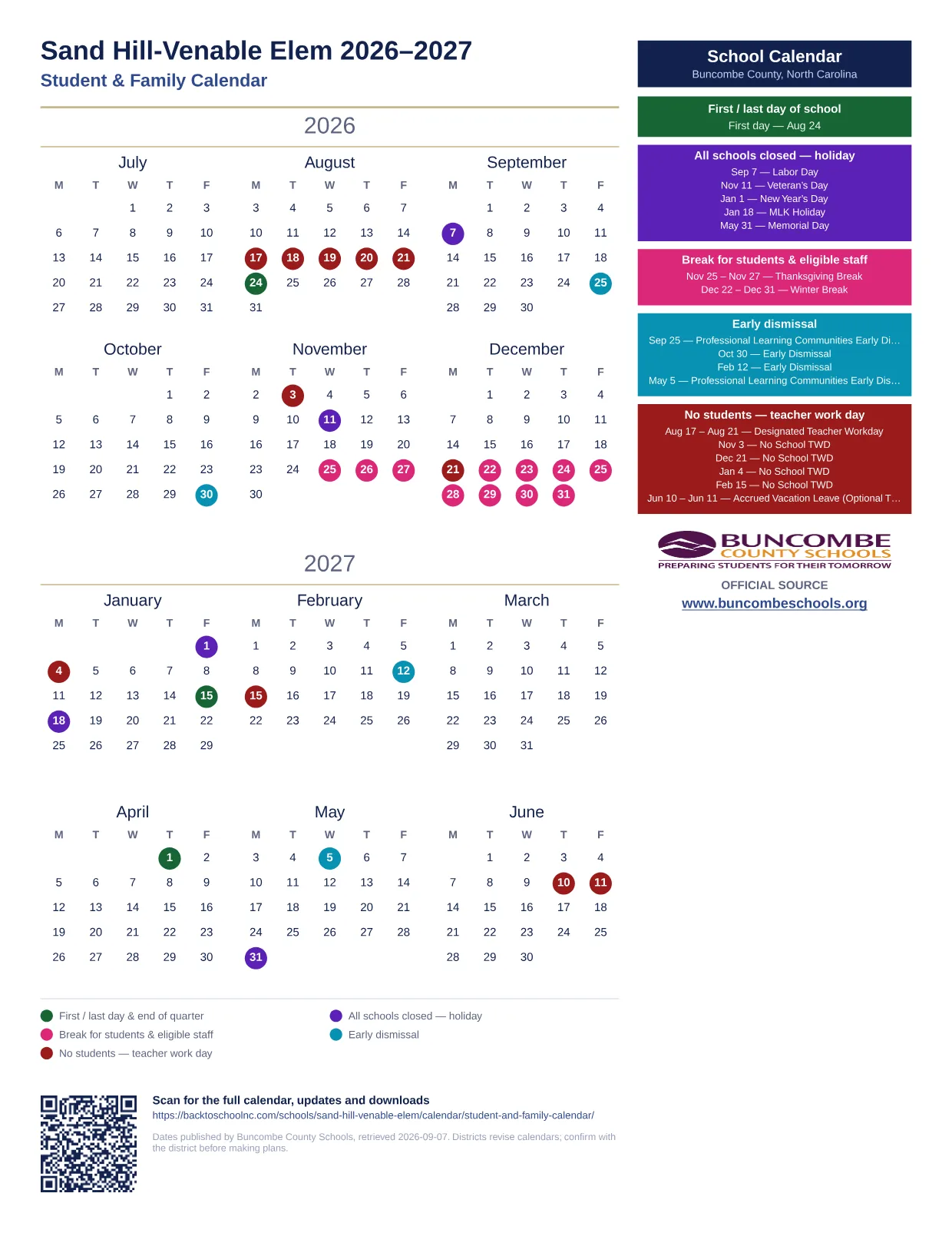 Sand Hill-Venable Elem printable calendar