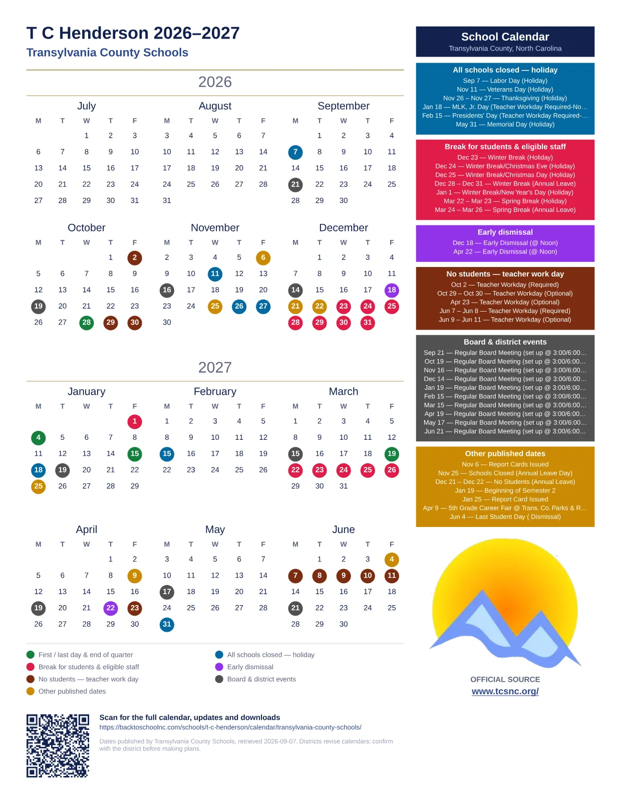 T C Henderson  printable calendar