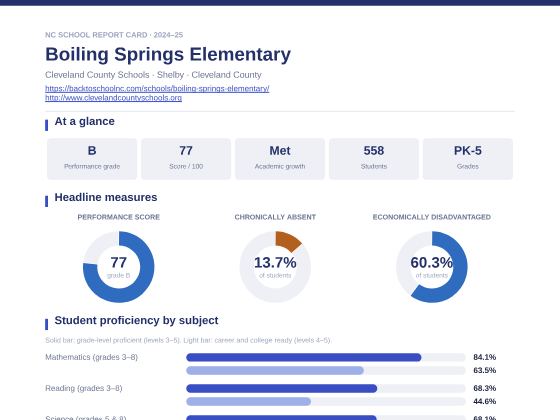 First page of the Boiling Springs Elementary report card PDF