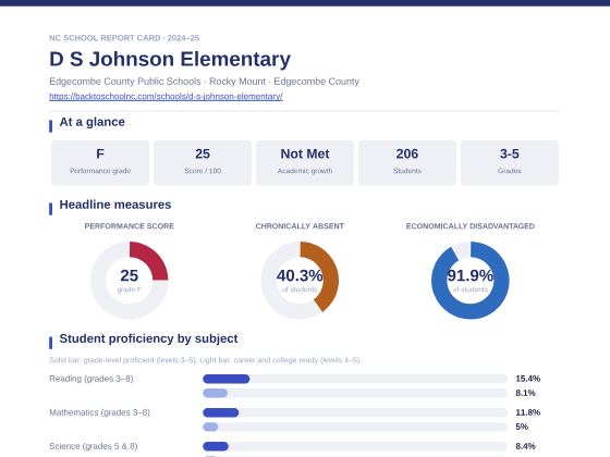 First page of the D S Johnson Elementary report card PDF