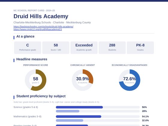 First page of the Druid Hills Academy report card PDF