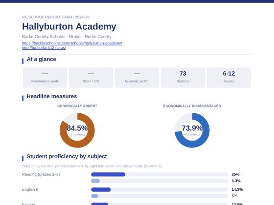 First page of the Hallyburton Academy report card PDF