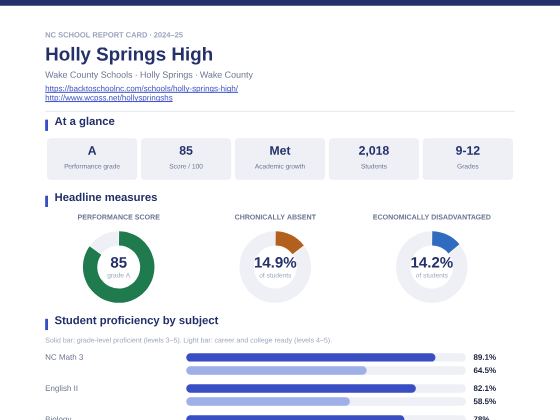 First page of the Holly Springs High report card PDF