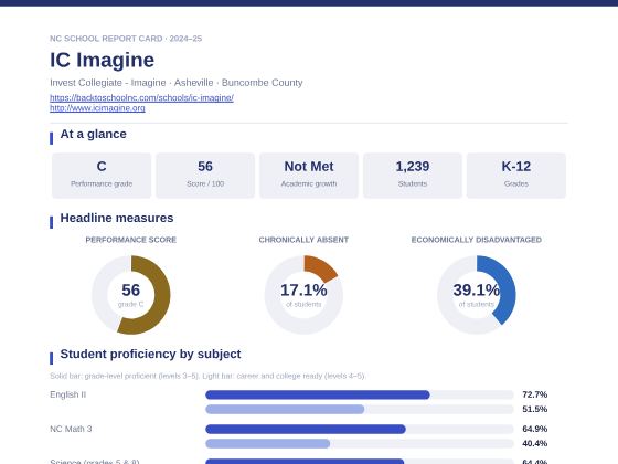 First page of the IC Imagine report card PDF