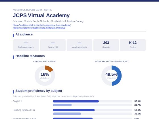 First page of the JCPS Virtual Academy report card PDF
