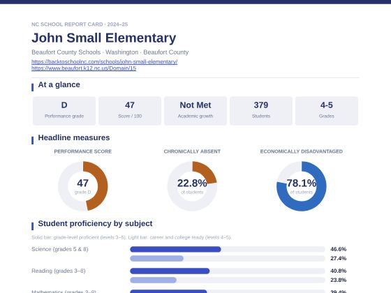 First page of the John Small Elementary report card PDF