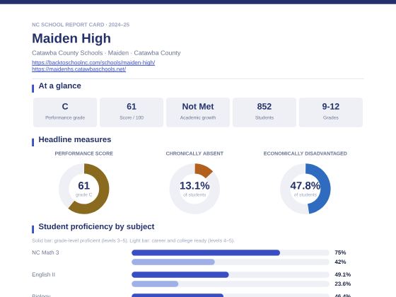 First page of the Maiden High report card PDF