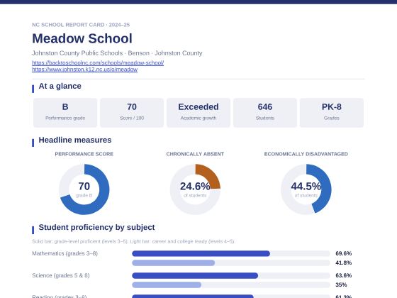 First page of the Meadow School report card PDF