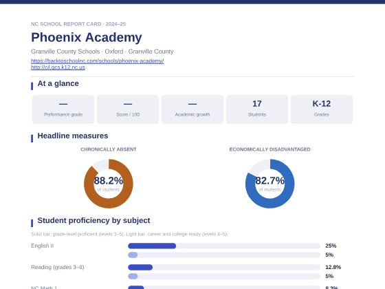 First page of the Phoenix Academy report card PDF