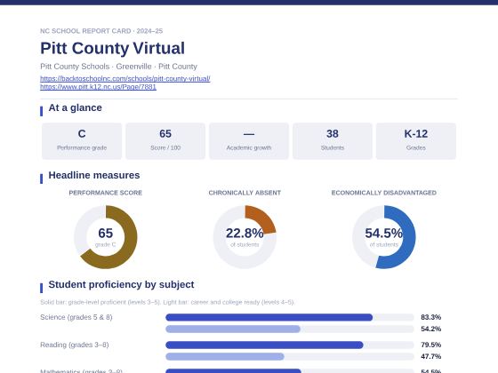 First page of the Pitt County Virtual report card PDF