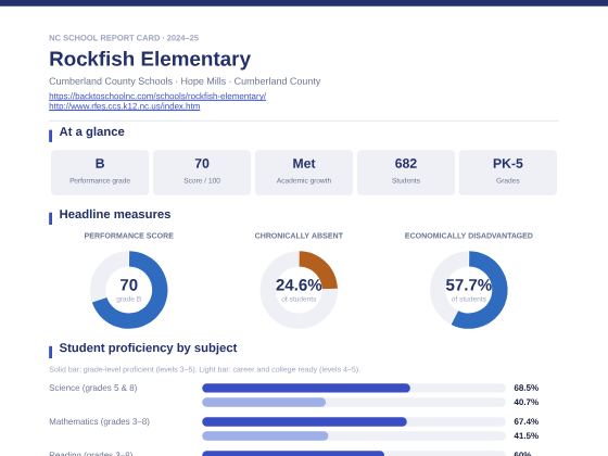 First page of the Rockfish Elementary report card PDF