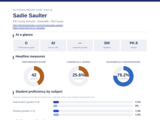 First page of the Sadie Saulter report card PDF