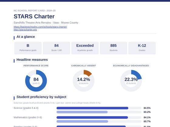 First page of the STARS Charter report card PDF