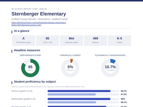 First page of the Sternberger Elementary report card PDF