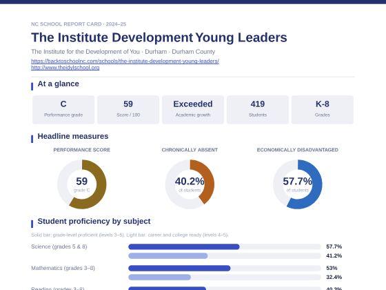 First page of the The Institute Development Young Leaders report card PDF
