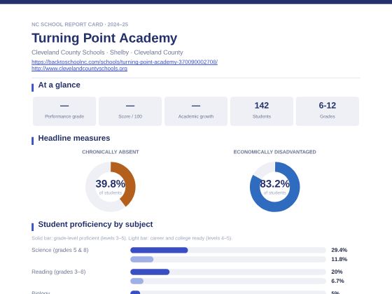 First page of the Turning Point Academy report card PDF
