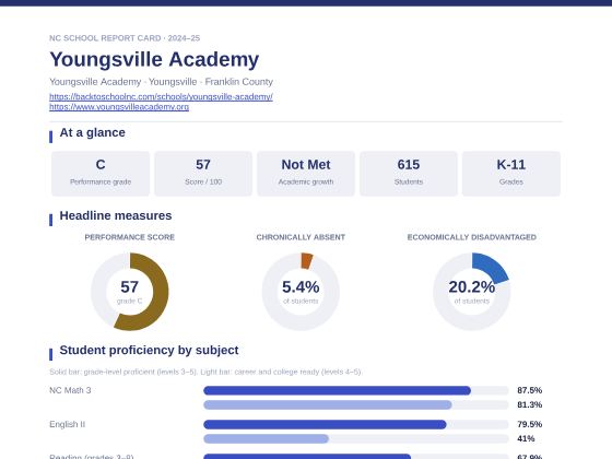 First page of the Youngsville Academy report card PDF