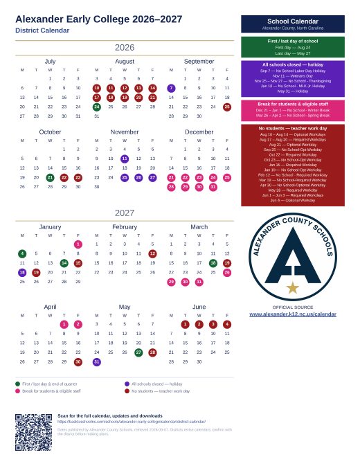 District Calendar preview