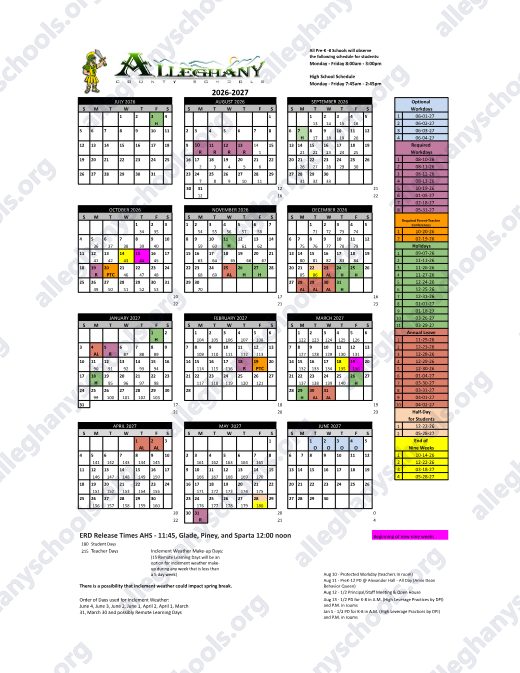 2026-2027 Calendar preview