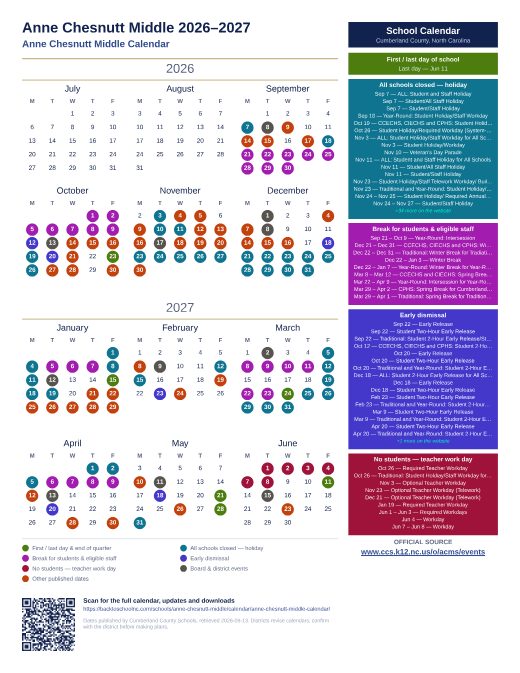Anne Chesnutt Middle Calendar preview