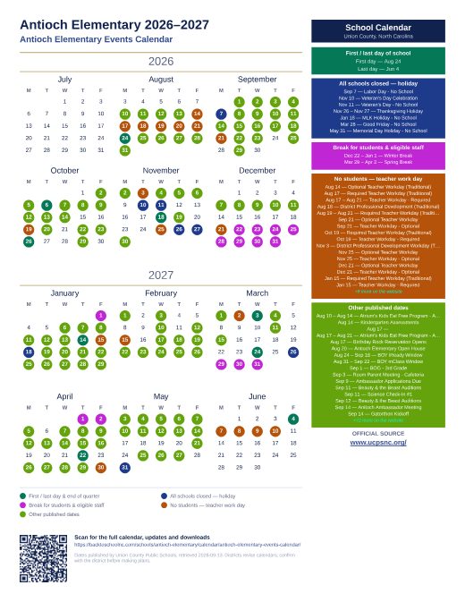 Antioch Elementary Events Calendar preview