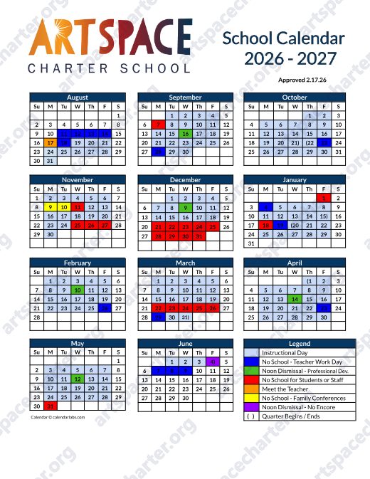 2026-2027 Calendar preview