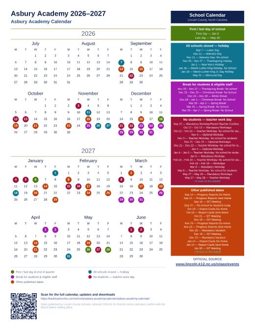 Asbury Academy Calendar preview