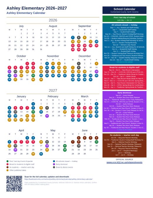Ashley Elementary Calendar preview
