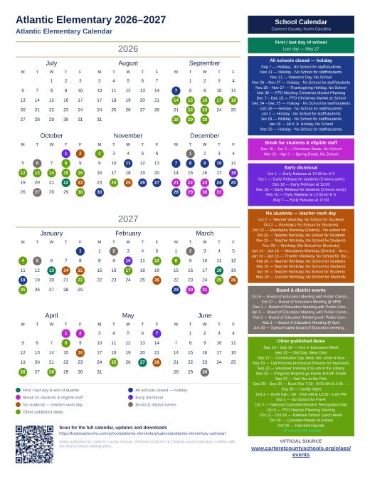 Atlantic Elementary Calendar preview