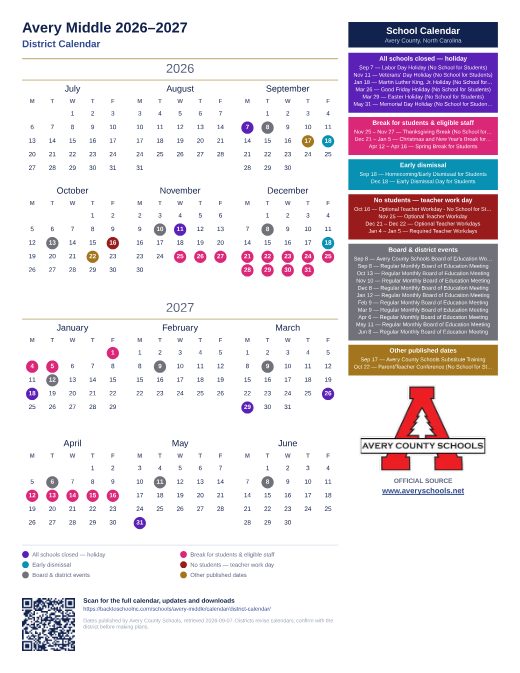 District Calendar preview