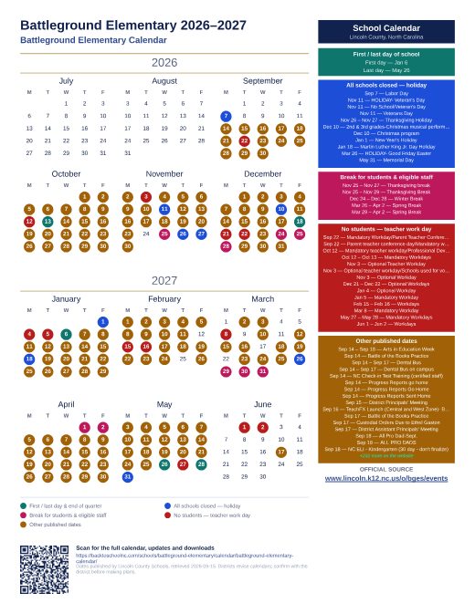 Battleground Elementary Calendar preview