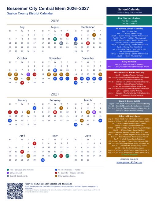 Gaston County District Calendar preview