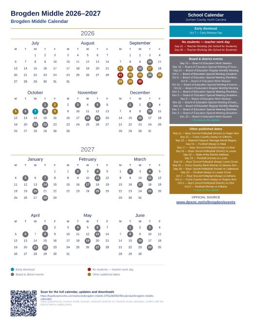 Brogden Middle Calendar preview