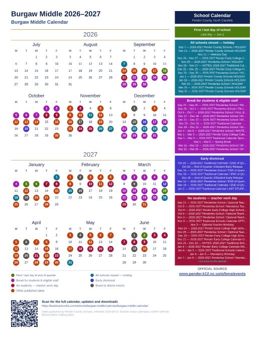 Burgaw Middle Calendar preview