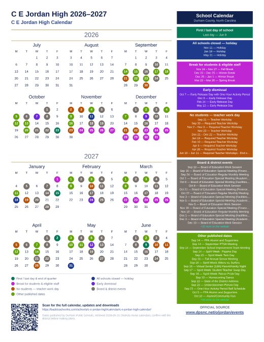 C E Jordan High Calendar preview