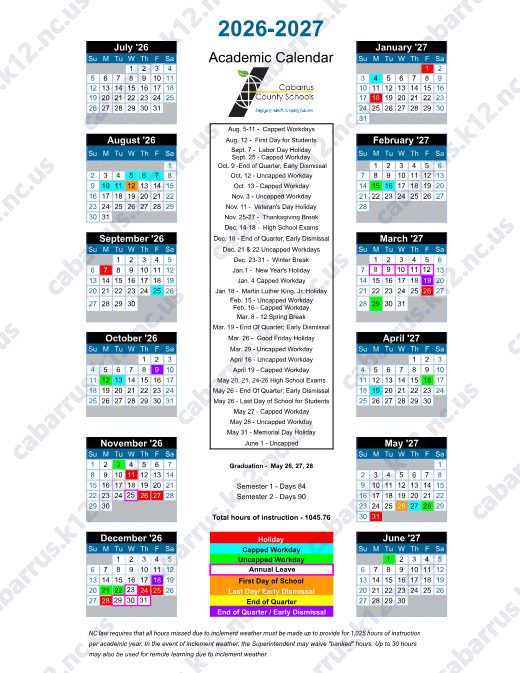 2026-2027 Calendar preview