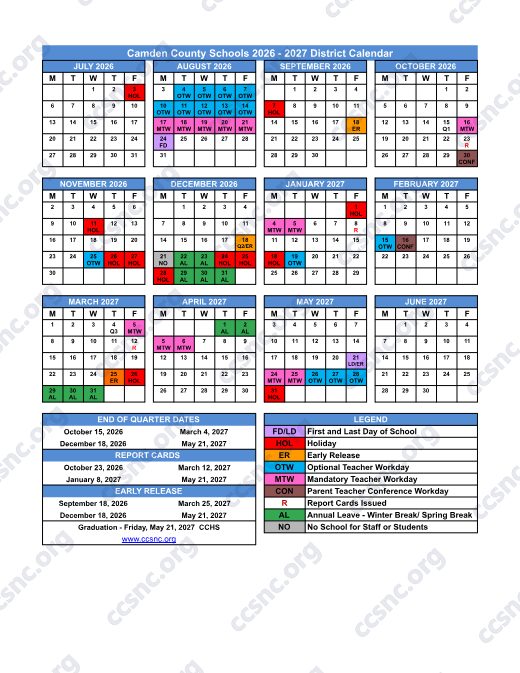2026-2027 Calendar preview