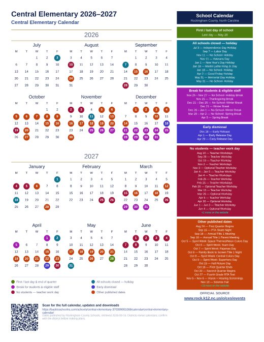 Central Elementary Calendar preview