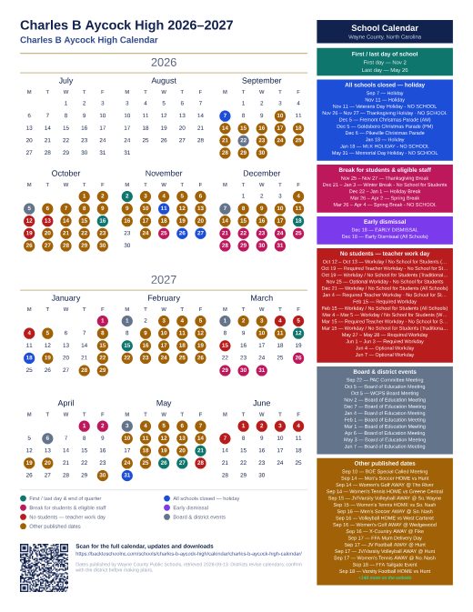 Charles B Aycock High Calendar preview