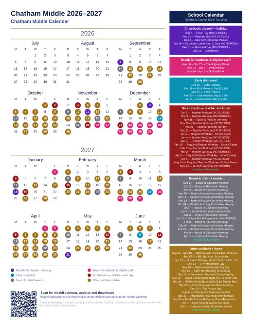 Chatham Middle Calendar preview