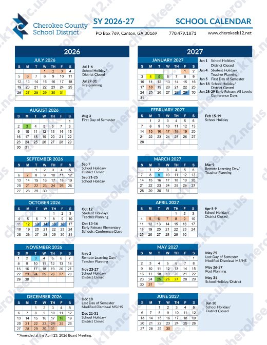 2026-2027 Calendar preview